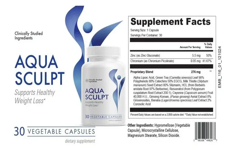 AquaSculpt™ Supplement Facts Label – Full Ingredients